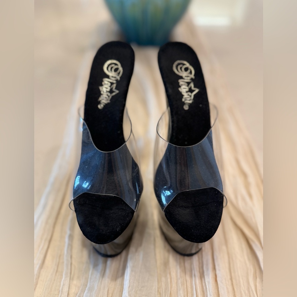 PLEASER | Adore Black and Clear Platform Heels - Picture 5 of 9